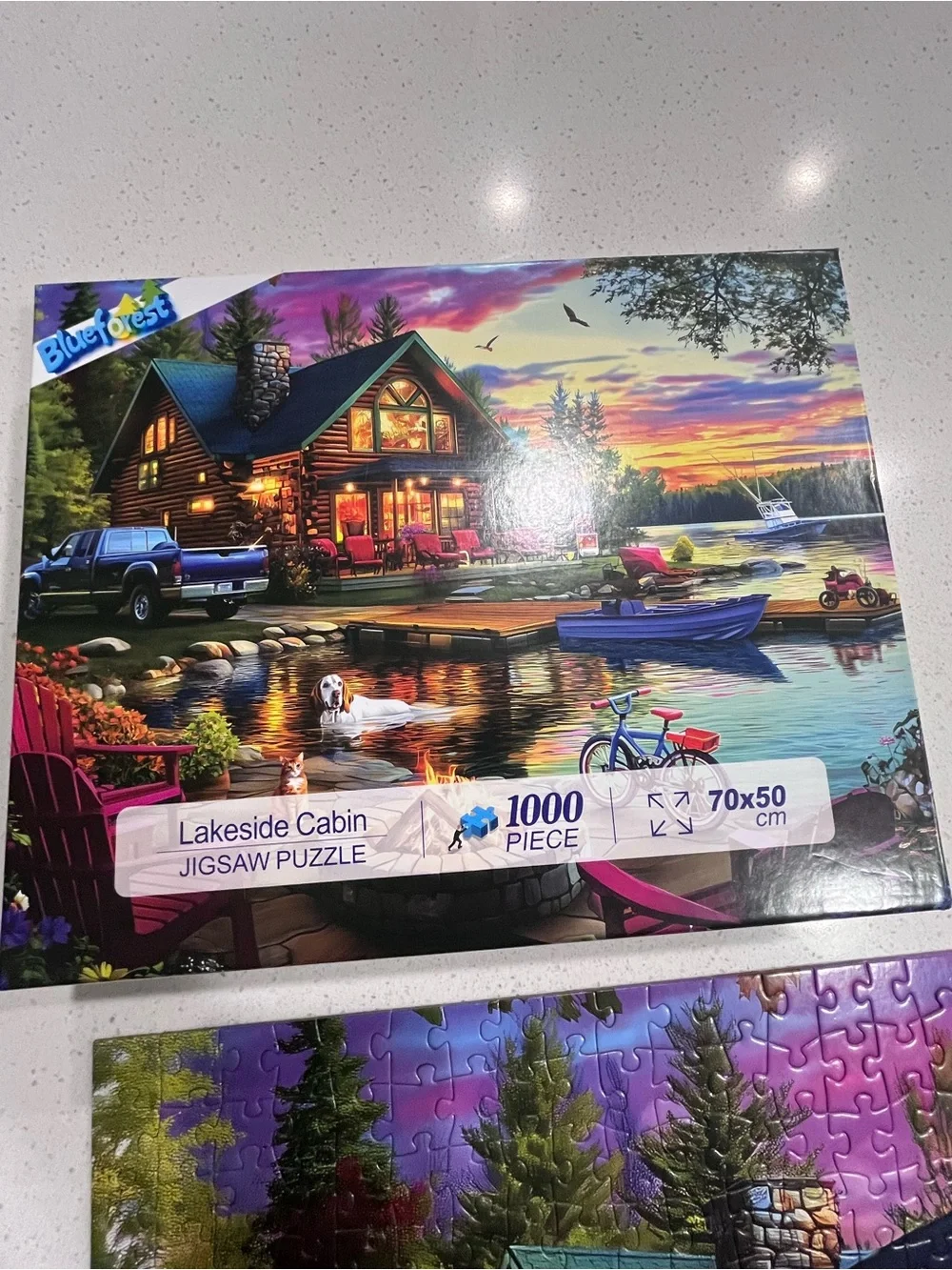 Scenic Lakeside Cabin 1000-Piece Jigsaw Puzzle - Colorful Sunset